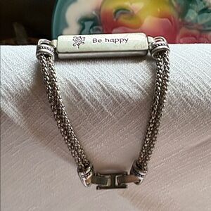 Vintage Silver Tone Be Happy Bracelet